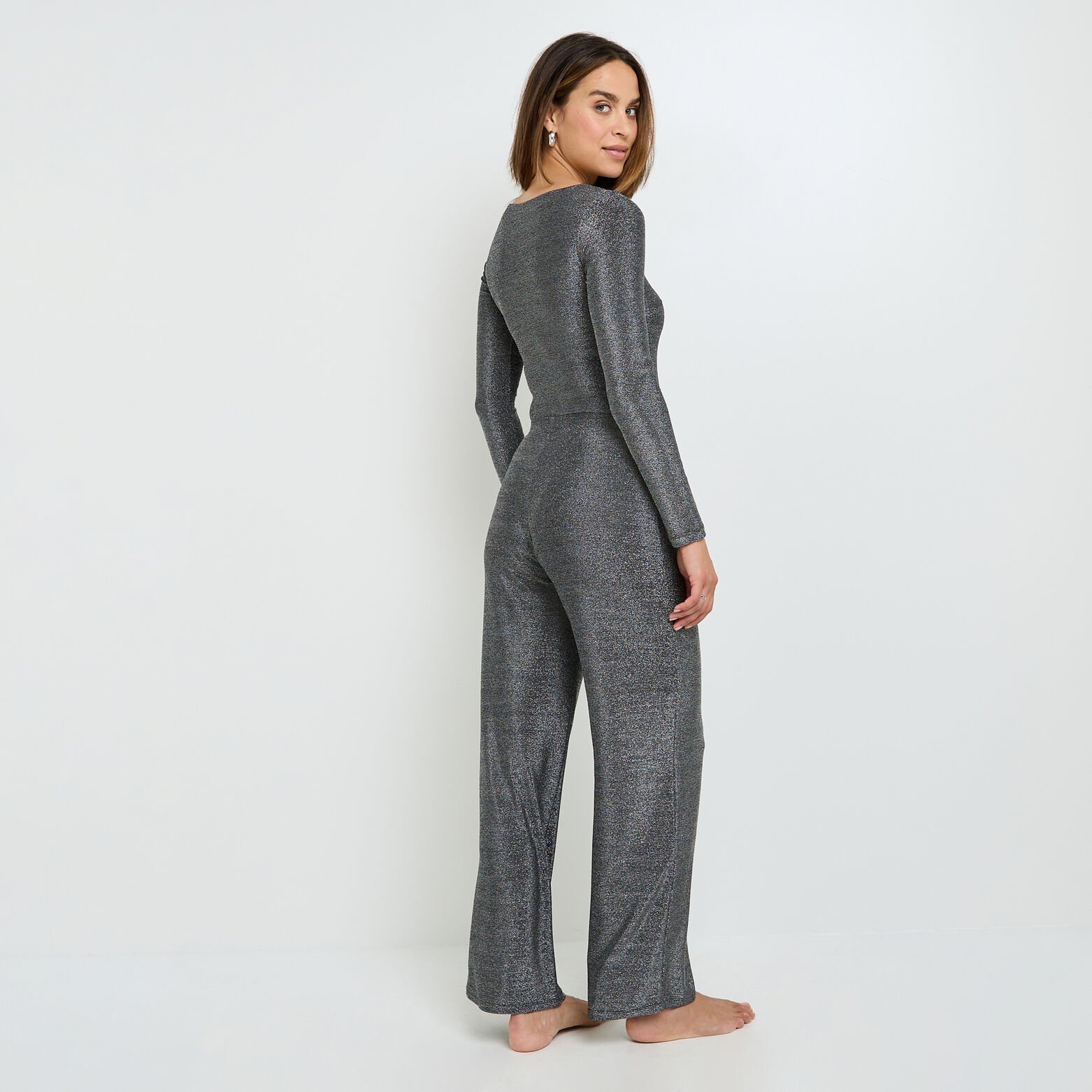 HOURRA PANTALON PAILLETE GRIS CLAIR