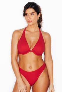 MALOU MAILLOT DE BAIN PLUNGE ROUGE