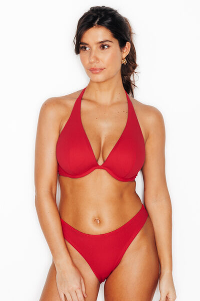 MALOU MAILLOT DE BAIN PLUNGE ROUGE