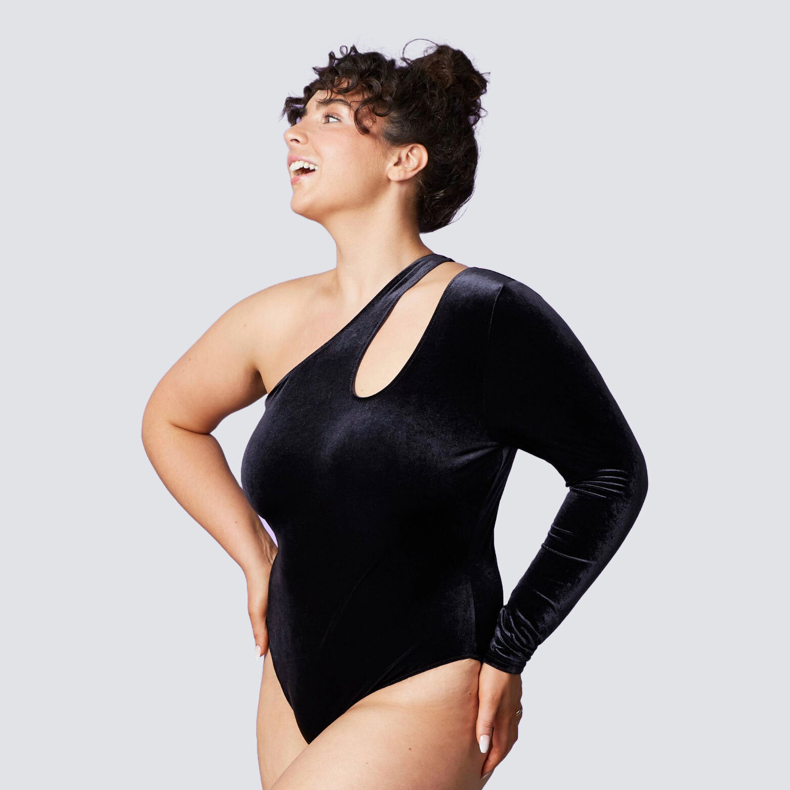 FLORIDE BODY VELOURS ONE SHOULDER NOIR