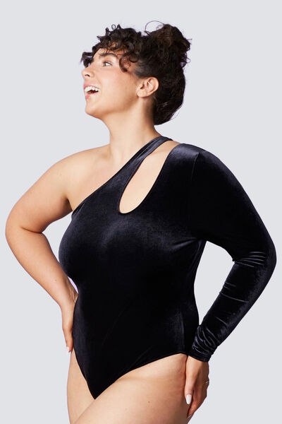 BODY VELOURS ONE SHOULDER NOIR