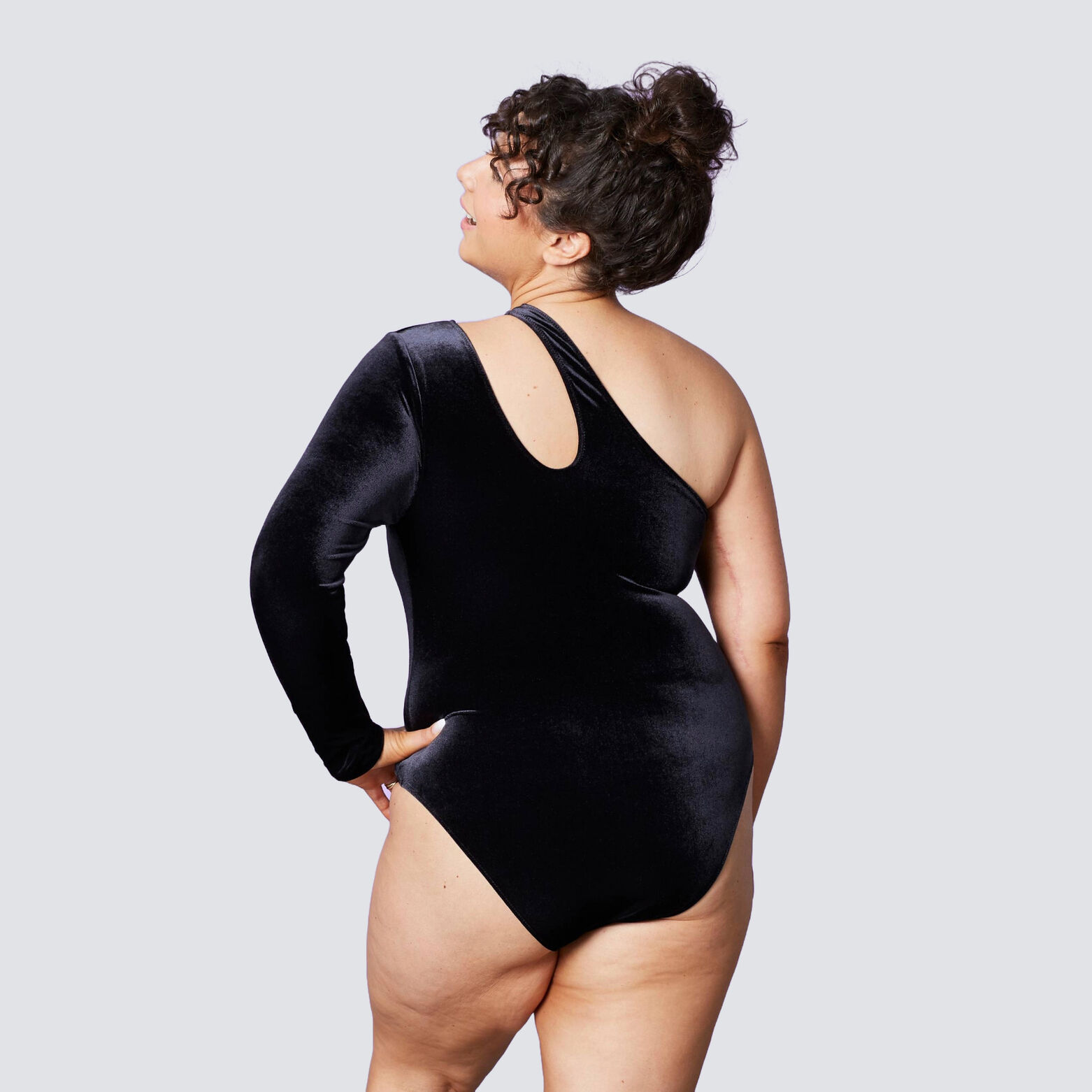 FLORIDE BODY VELOURS ONE SHOULDER NOIR