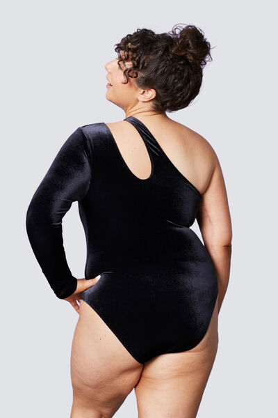 BODY VELOURS ONE SHOULDER NOIR