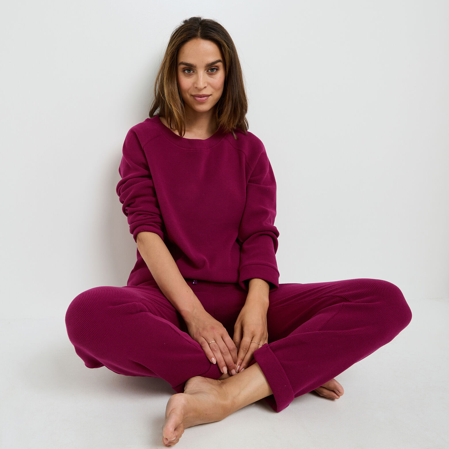 FAIENCE TEE-SHIRT MANCHES LONGUES BORDEAUX