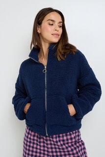 FLORAL VESTE FOURRURE BLEU