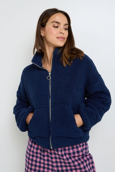 VESTE FOURRURE BLEU