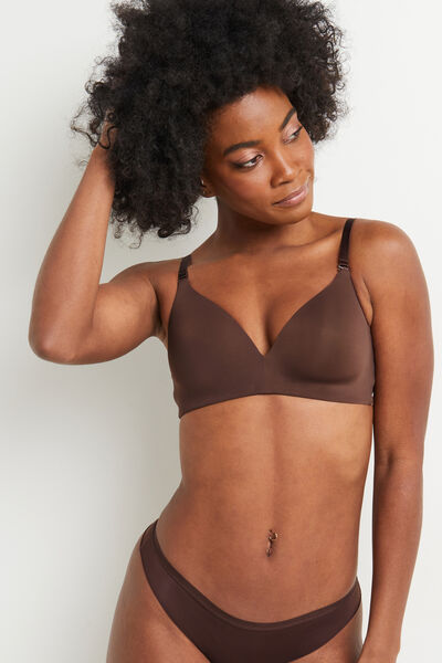 SOUTIEN-GORGE SANS ARMATURES AMPLI MICROFI MARRON