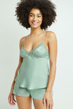 BASIL TOP DENTELLE ET SATIN MAT Vert clair