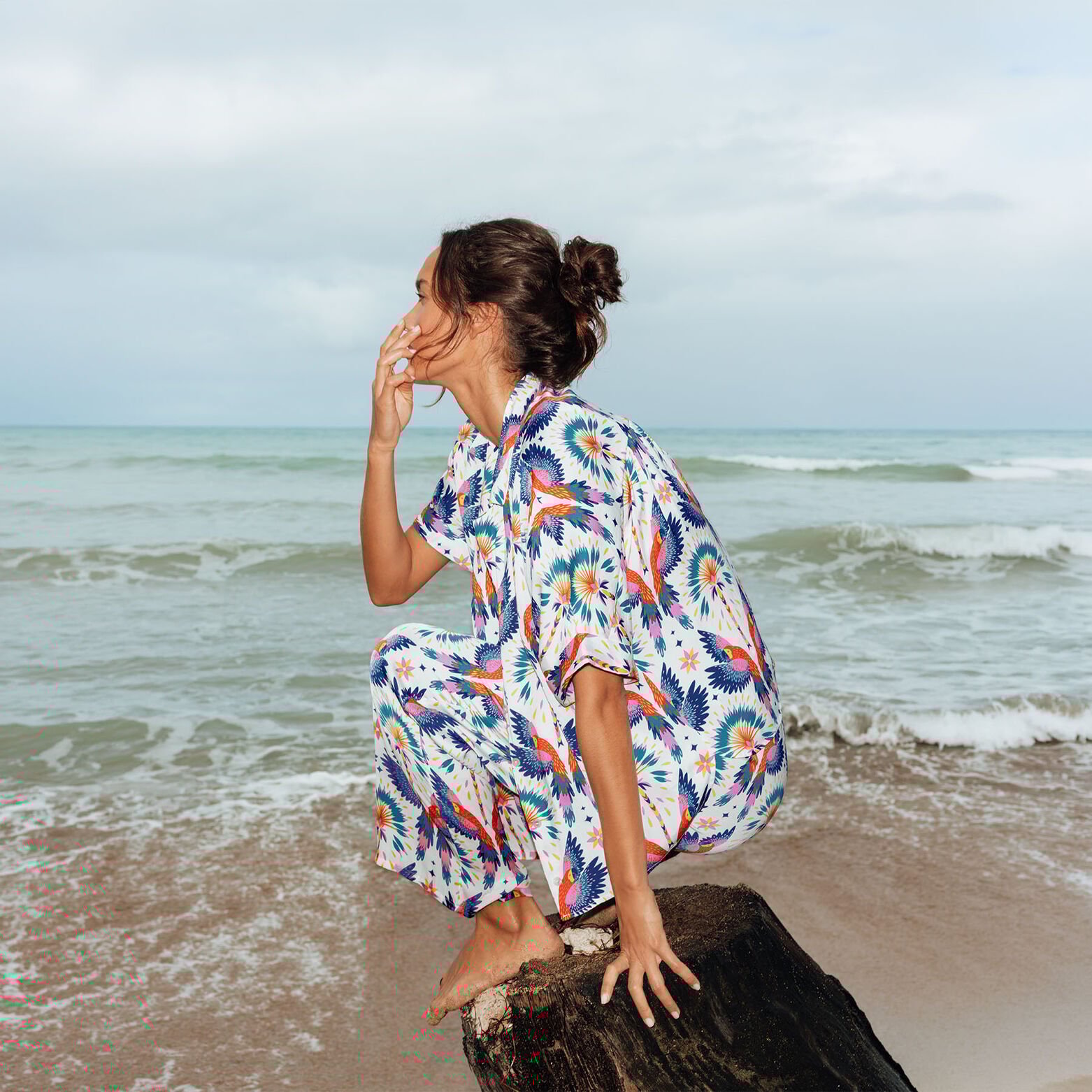 GIRLY CHEMISE MANCHES COURTES MULTICO BLANC