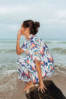 GIRLY CHEMISE MANCHES COURTES MULTICO BLANC