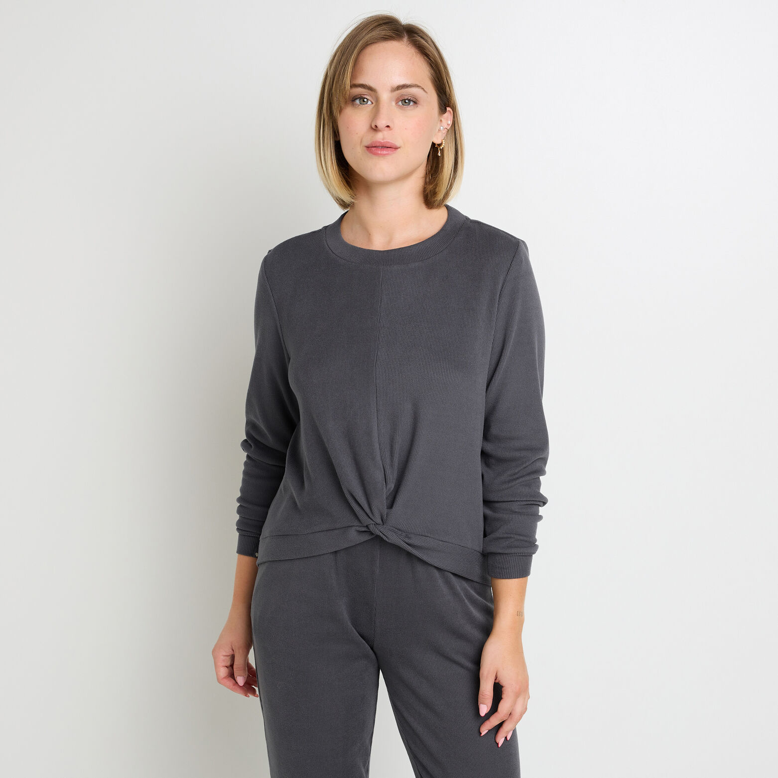 FLOREAL TEE SHIRT MANCHES LONGUES  ANTHRACITE