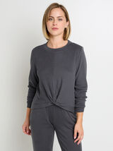 FLOREAL TEE SHIRT MANCHES LONGUES  ANTHRACITE