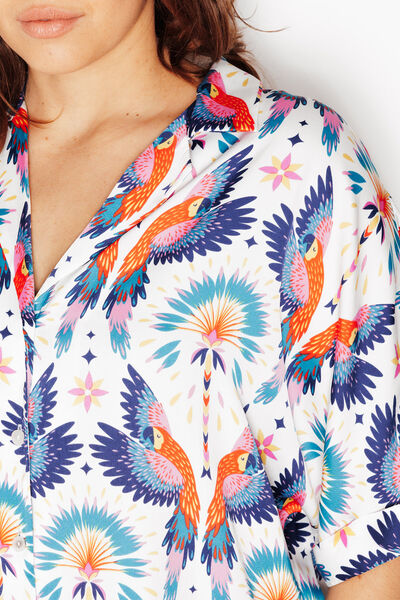 GIRLY CHEMISE MANCHES COURTES MULTICO BLANC