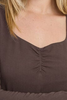 HIBISCUS TEE-SHIRT MANCHES LONGUES MARRON