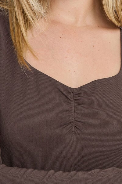 TEE-SHIRT MANCHES LONGUES MARRON