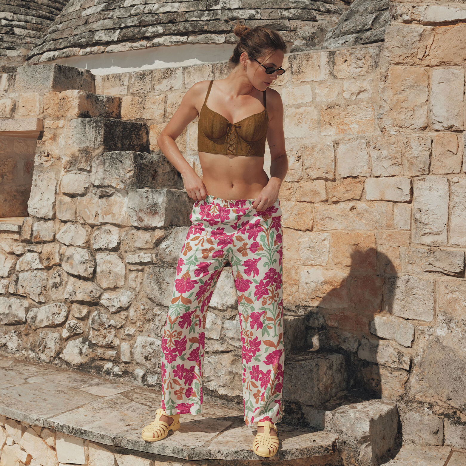 JUILLET PANTALON DE PYJAMA 7/8&egrave;me MULTICO ROSE