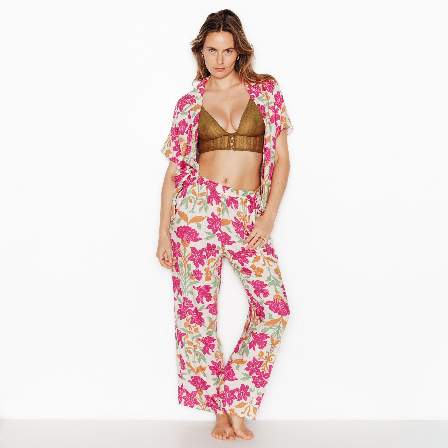 JUILLET PANTALON DE PYJAMA 7/8&egrave;me MULTICO ROSE