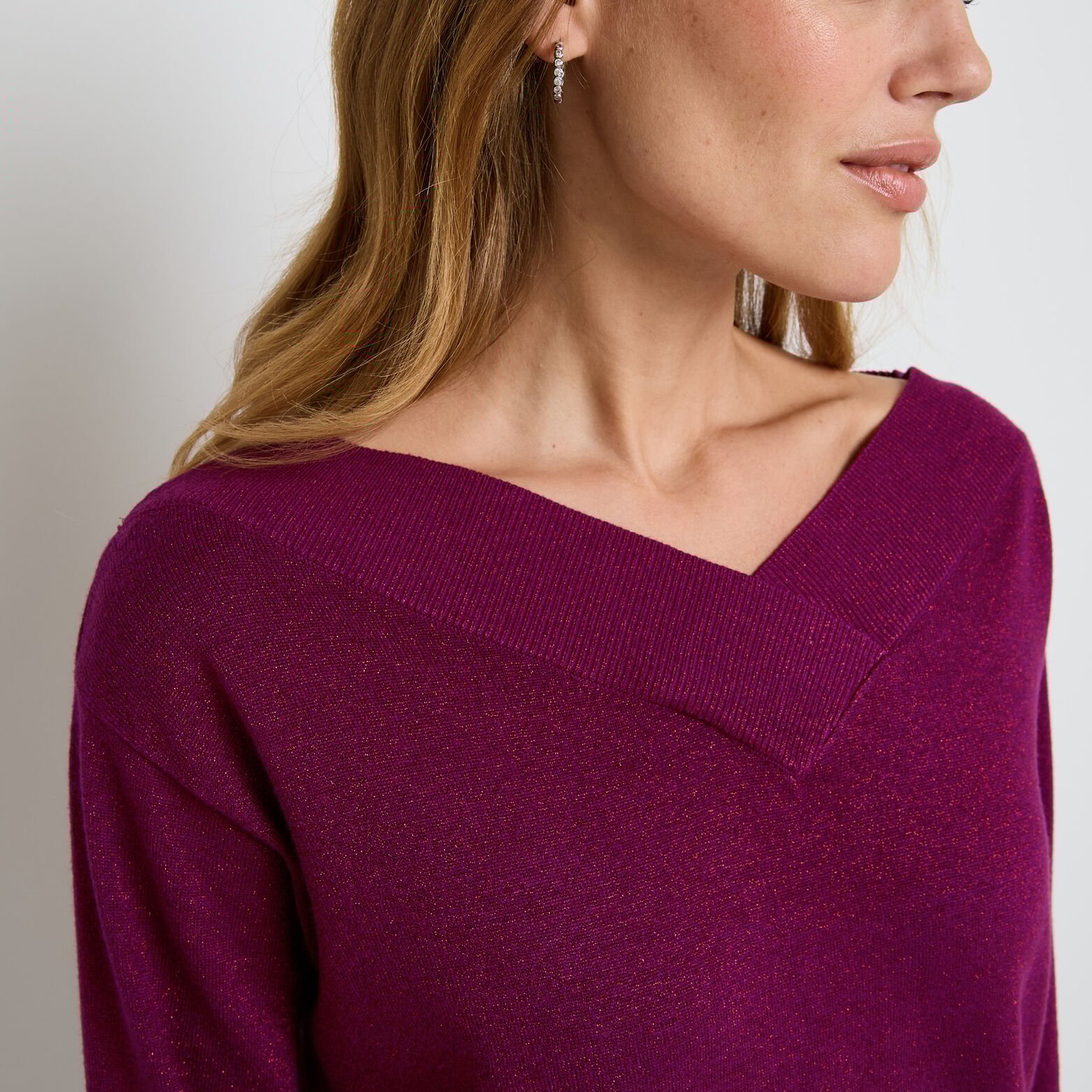 FANTASTIQUE PULL AVEC LUREX BORDEAUX