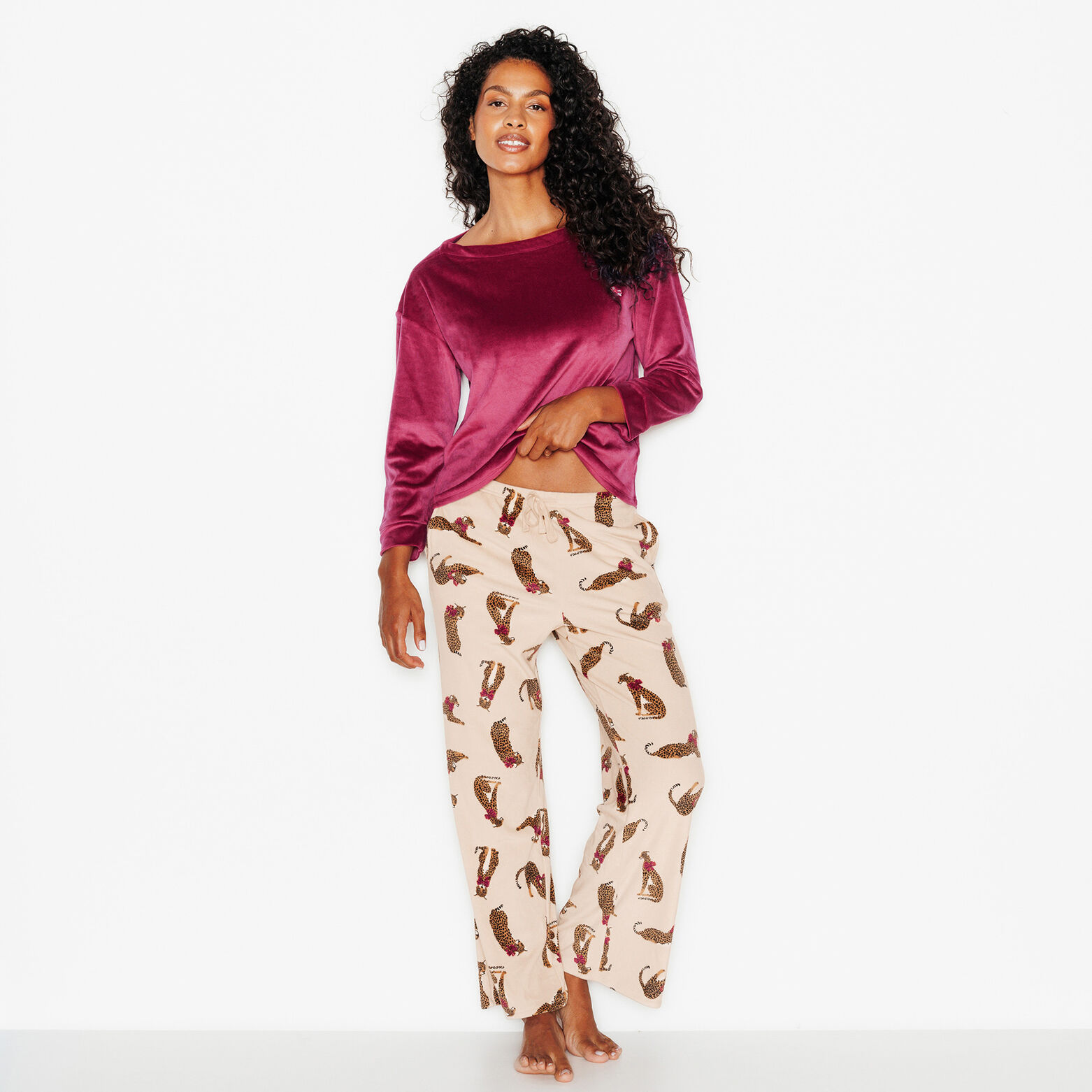 FLUFFY PANTALON DE PYJAMA VELOURS MULTICO ROUGE
