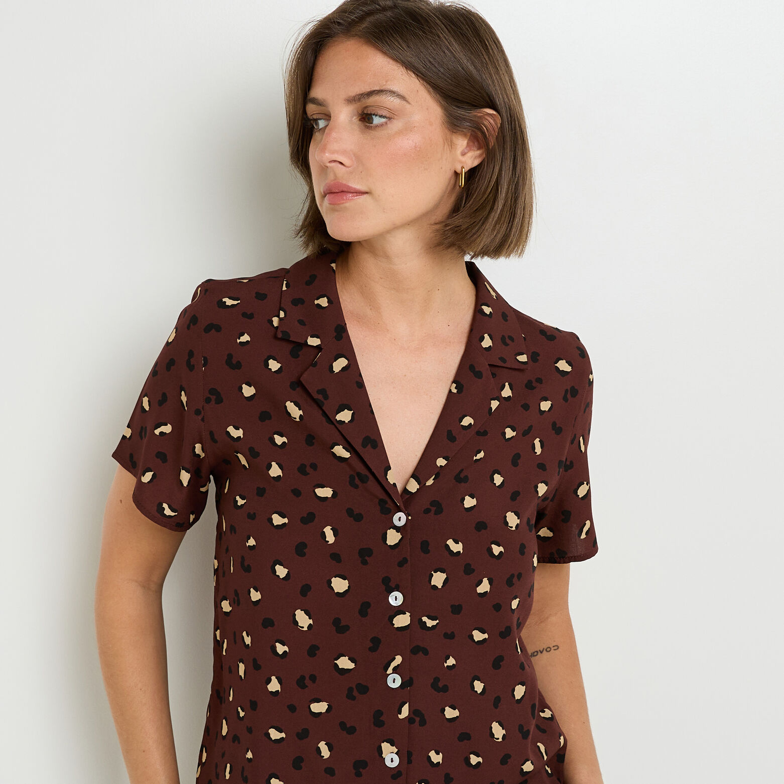 HAYA CHEMISE MANCHES COURTES MULTICO MARRON