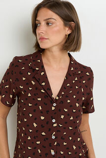 HAYA CHEMISE MANCHES COURTES MULTICO MARRON