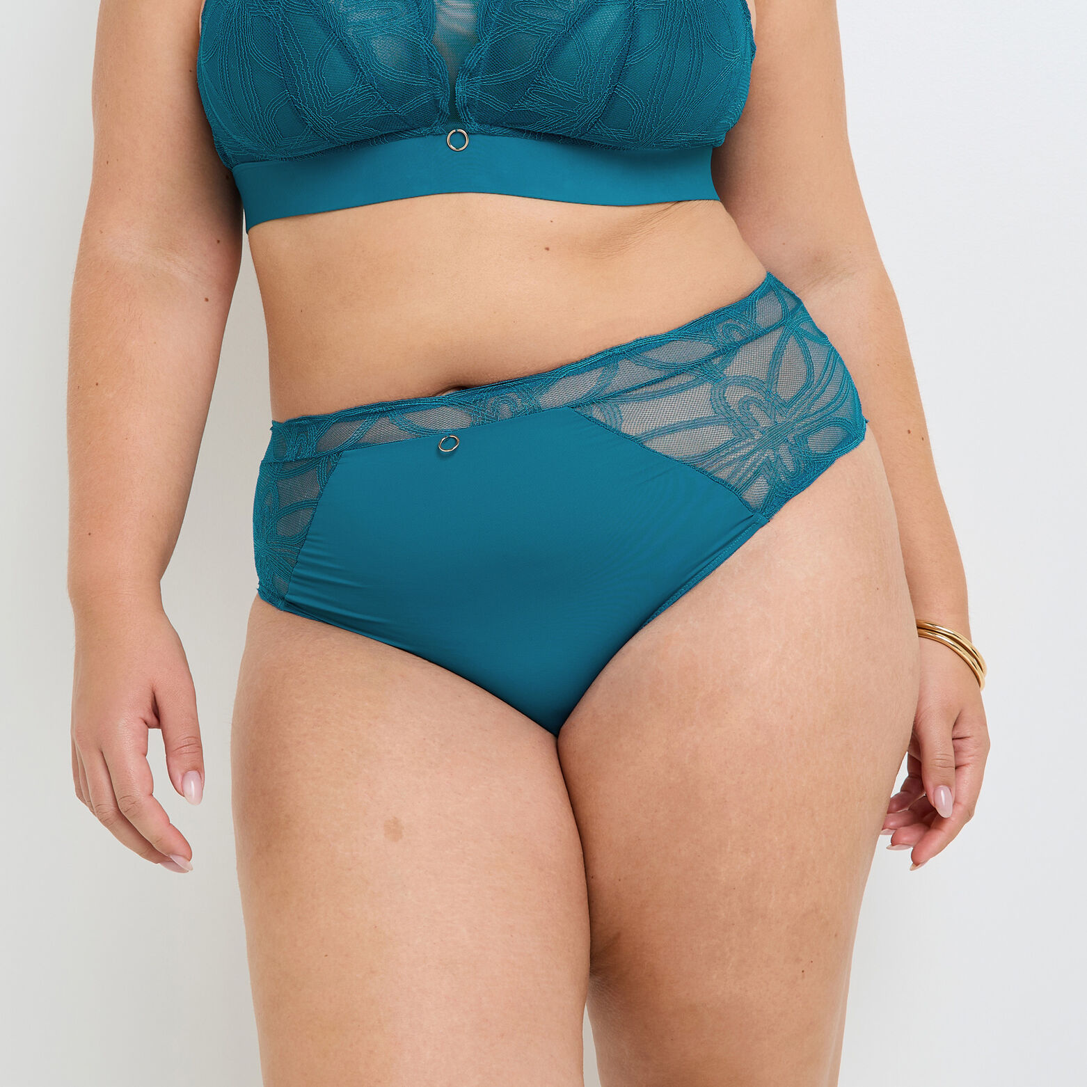 DEBORAH CULOTTE TAILLE HAUTE GRANDE TAILLE DENTELL TURQUOISE