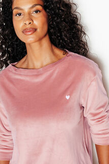 FLUFFY TEE-SHIRT MANCHES LONGUES VELOURS ROSE