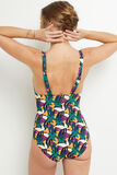 LILOU MAILLOT DE BAIN 1 PIECE TRIANGLE MULTICO ROSE