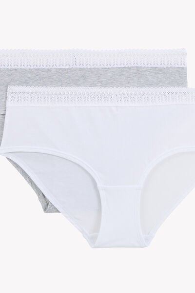 LOT DE 2 SHORTYS COTON MULTICO BLANC