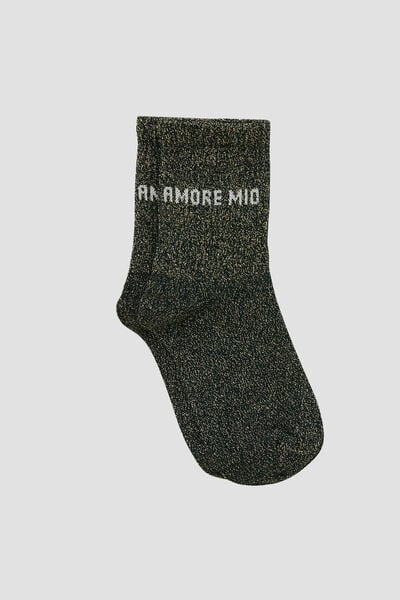 PAIRE DE CHAUSSETTES LUREX VERT FONCE