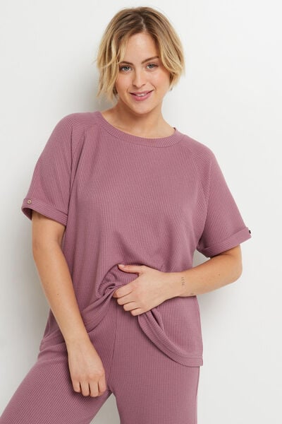 TEE-SHIRT MANCHES COURTES PYJAMA VIOLET taille T42