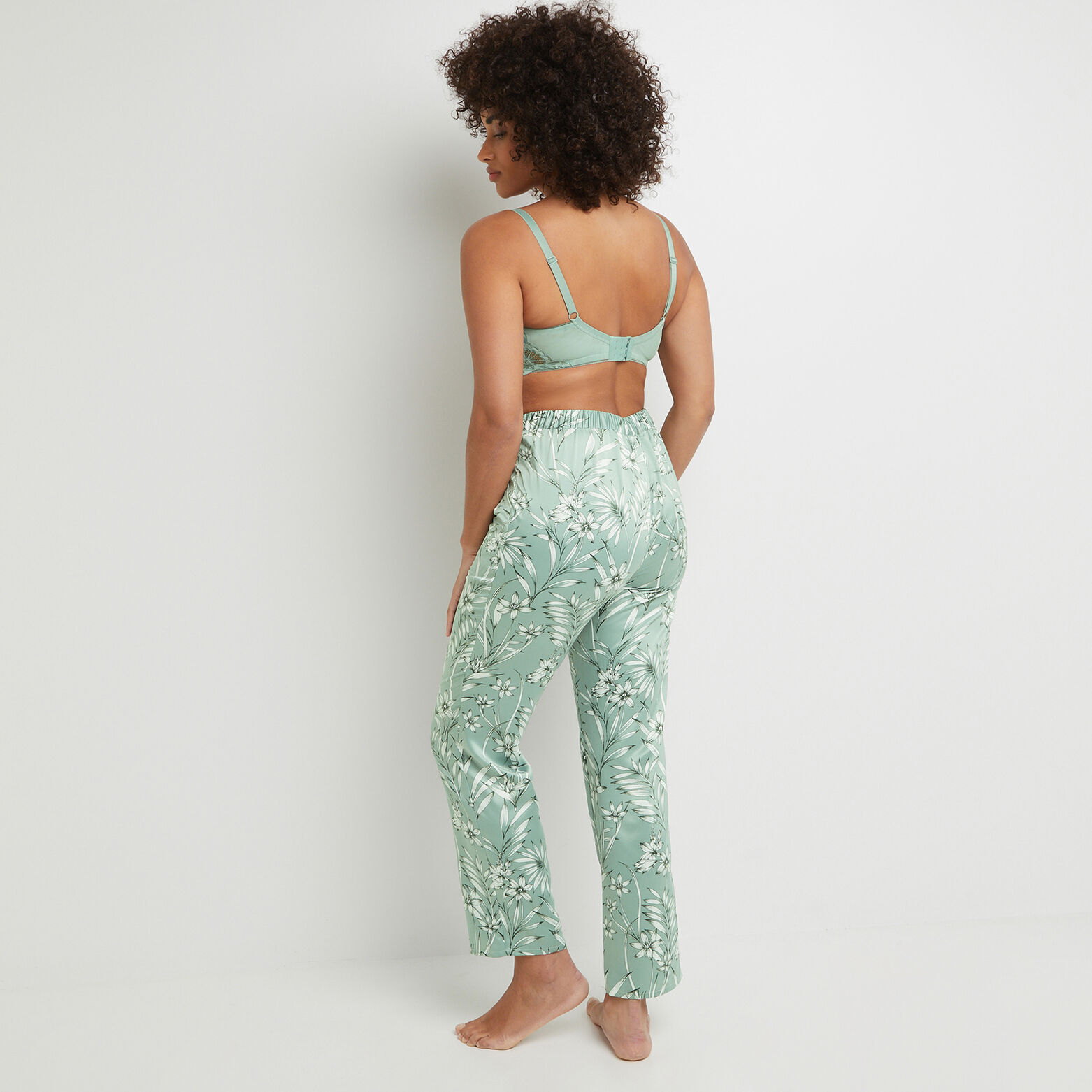 BARNEY PANTALON SATIN IMPRIME Vert clair