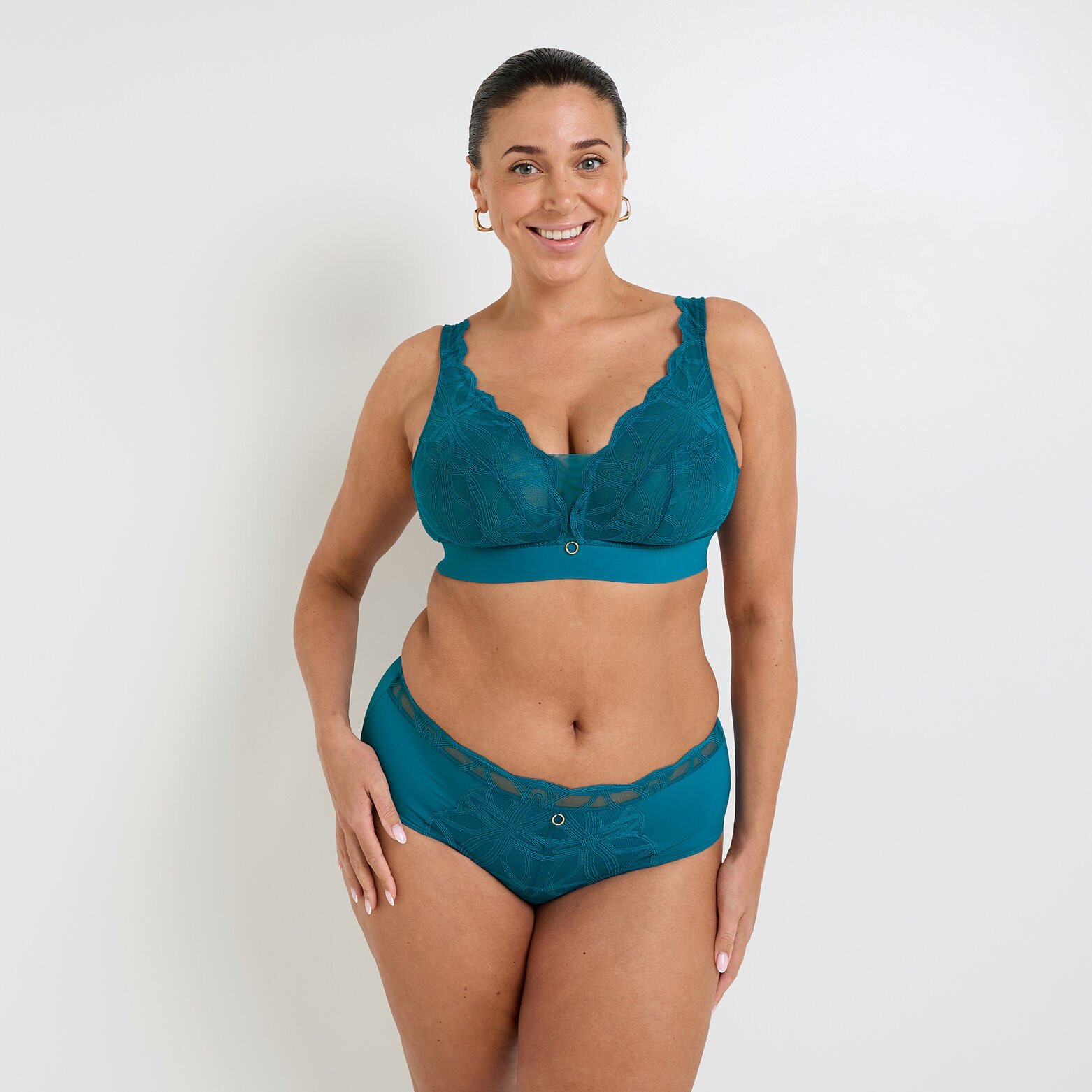 DEBORAH SHORTY GRANDE TAILLE DENTELLE TURQUOISE