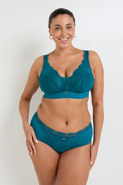 SHORTY GRANDE TAILLE DENTELLE TURQUOISE
