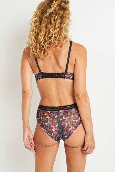 SHORTY TULLE BRODE NOIR/ROSE