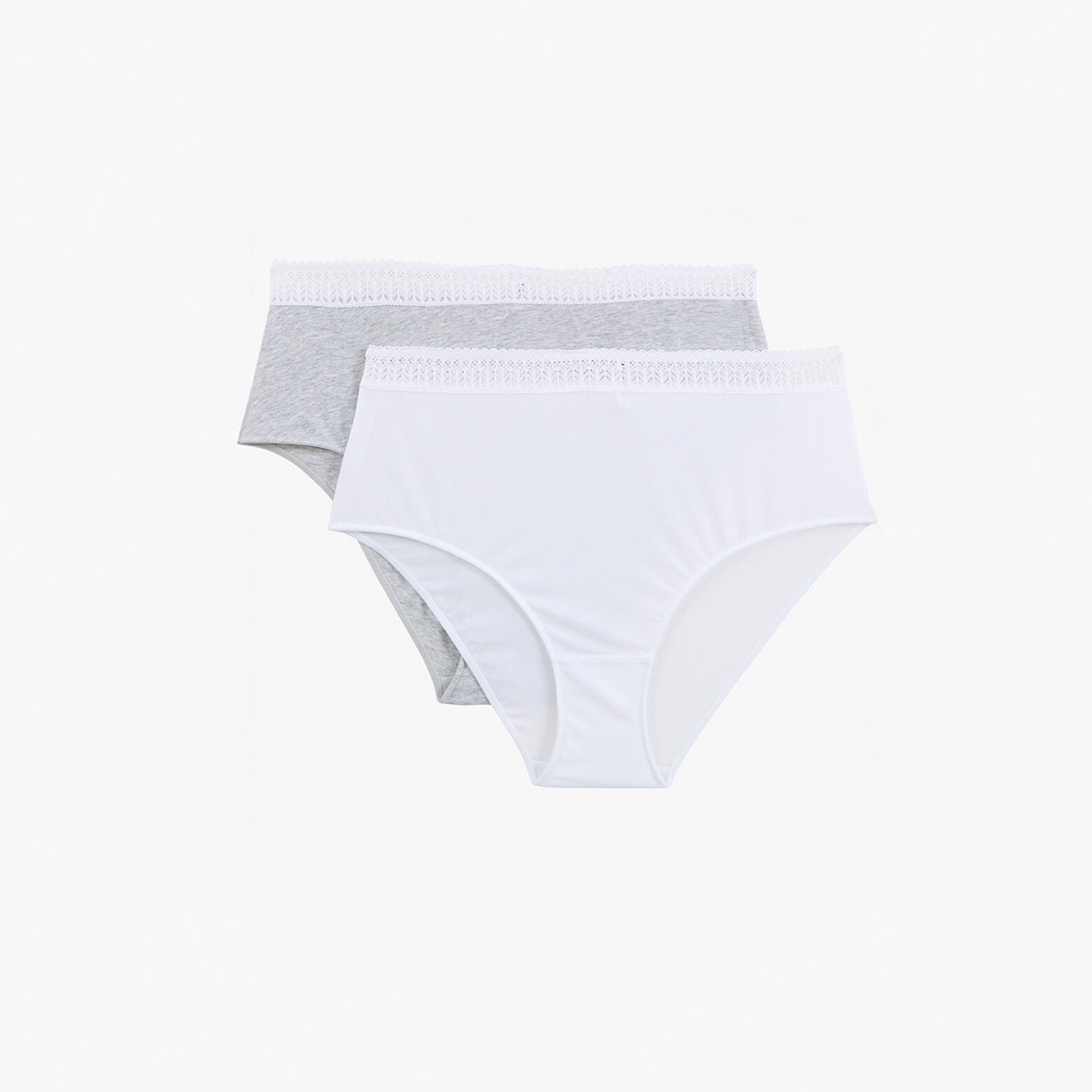 INFINITY LOT DE 2 CULOTTES HAUTES COTON MULTICO BLANC