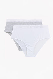 INFINITY LOT DE 2 CULOTTES HAUTES COTON MULTICO BLANC