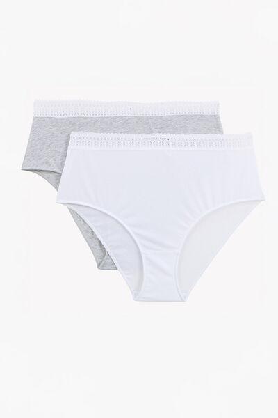 LOT DE 2 CULOTTES HAUTES COTON MULTICO BLANC