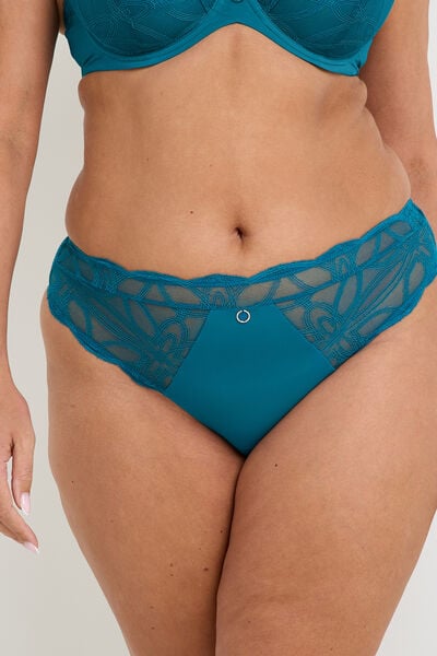 TANGA GRANDE TAILLE DENTELLE TURQUOISE
