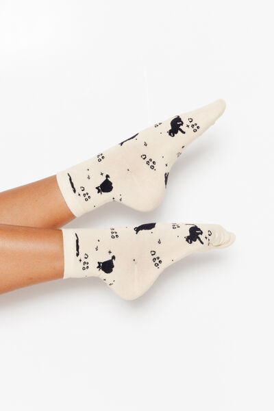 CHAUSSETTES CHATS MULTICO BLANC