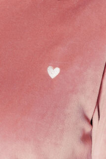 FLUFFY TEE-SHIRT MANCHES LONGUES VELOURS ROSE