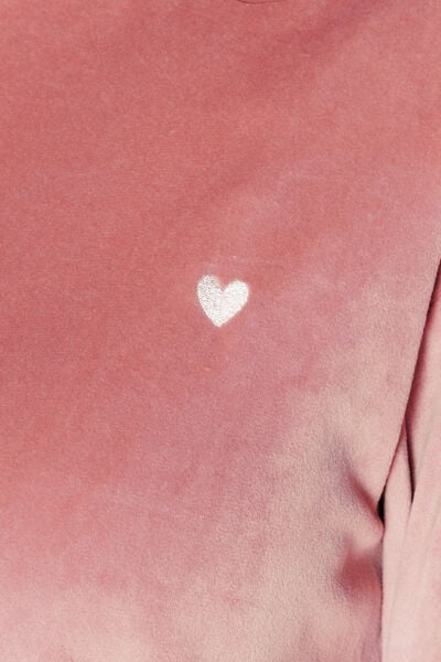 FLUFFY TEE-SHIRT MANCHES LONGUES VELOURS ROSE