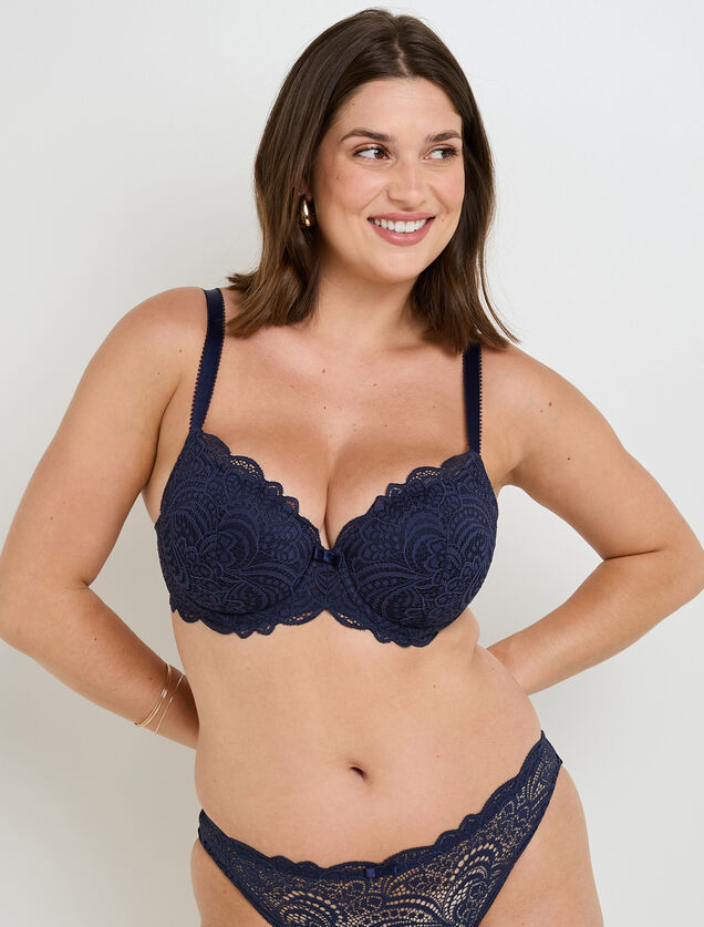 DENTELLE SOUTIEN-GORGE AMPLIFORME DENTELLE MARINE