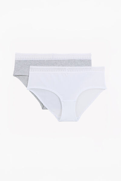 LOT DE 2 SHORTYS COTON MULTICO BLANC