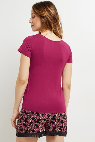 T-SHIRT MANCHES COURTES VISCOSE PRUNE