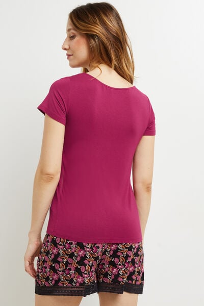 CAMILLE T-SHIRT MANCHES COURTES VISCOSE PRUNE