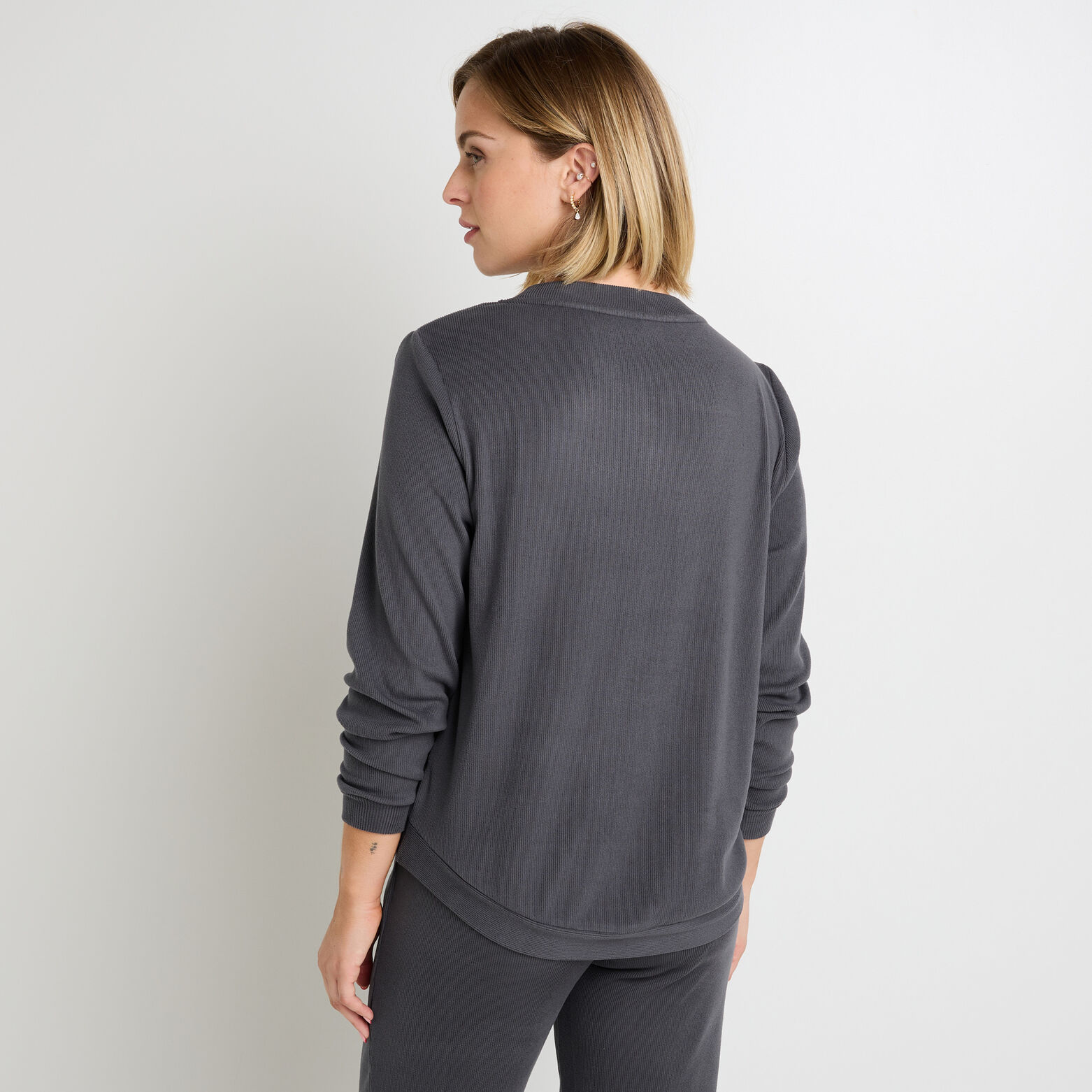 FLOREAL TEE SHIRT MANCHES LONGUES  ANTHRACITE
