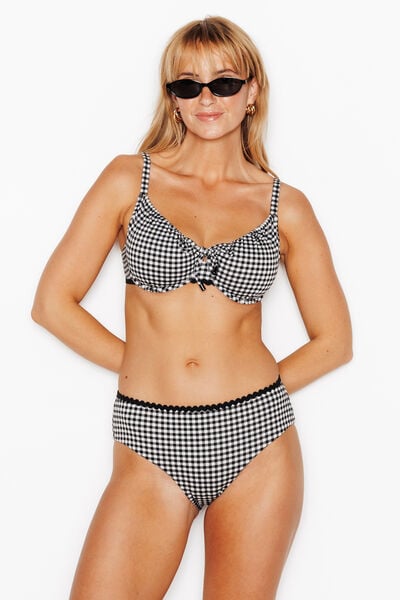 MAILLOT DE BAIN CULOTTE HAUTE BLANC/NOIR