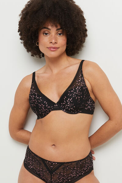 SOUTIEN-GORGE AMPLI FOULARD MULTICO NOIR