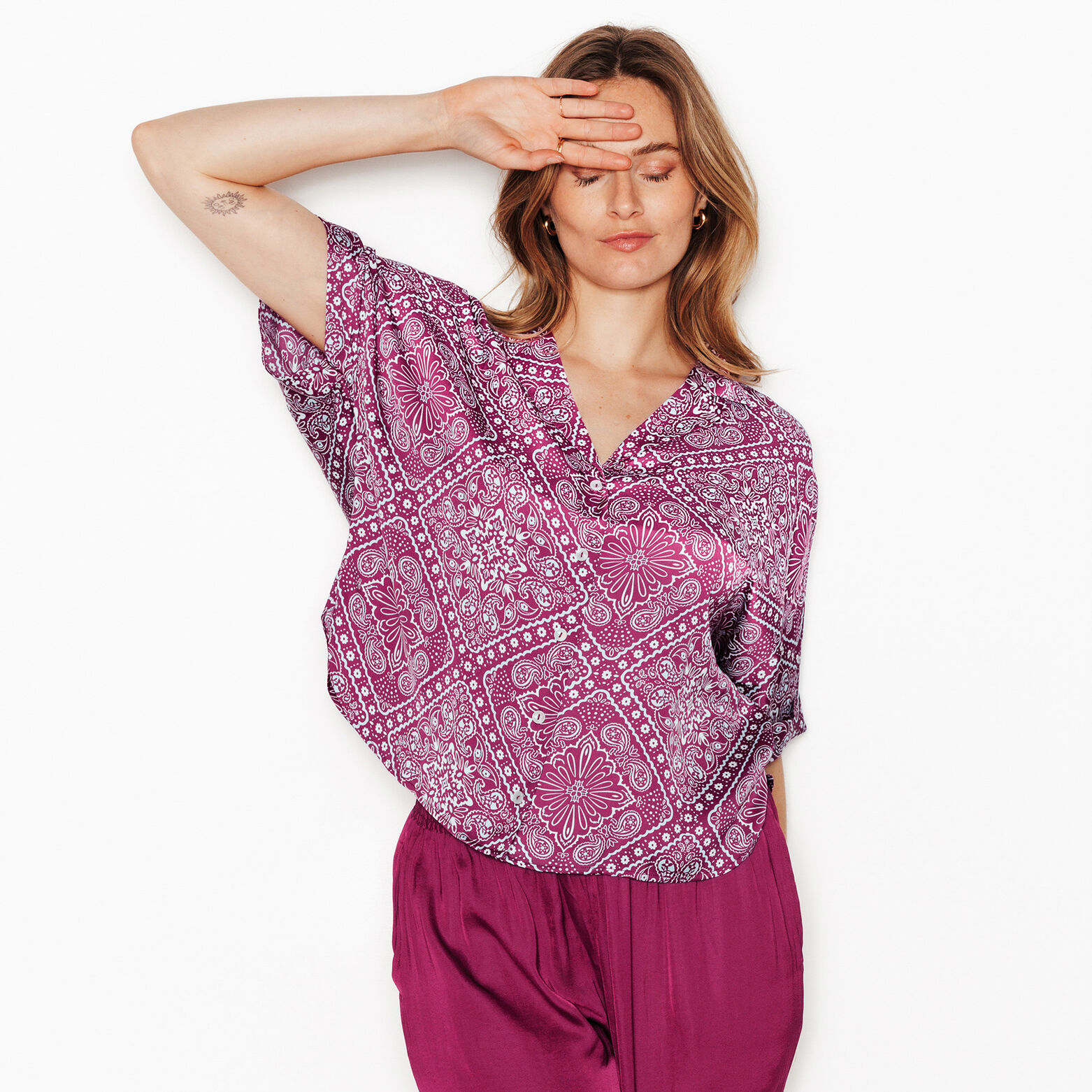 GIRLY CHEMISE MANCHES COURTES MULTICO ROSE